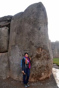 Standing in front of the largest stone!